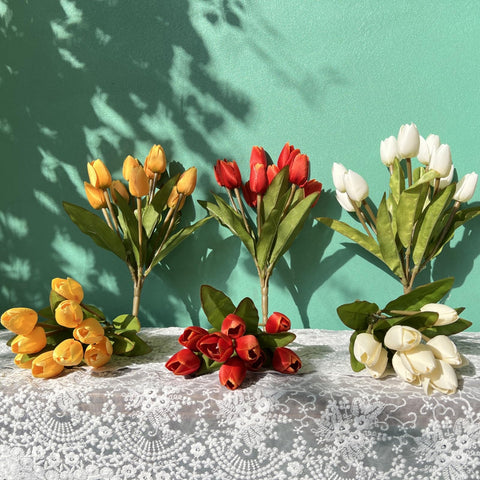 Shyshining year-round reusable faux tulips stay fresh