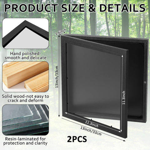 Sibosen 2-pack 13x13 jersey display frame side view for wall mounting