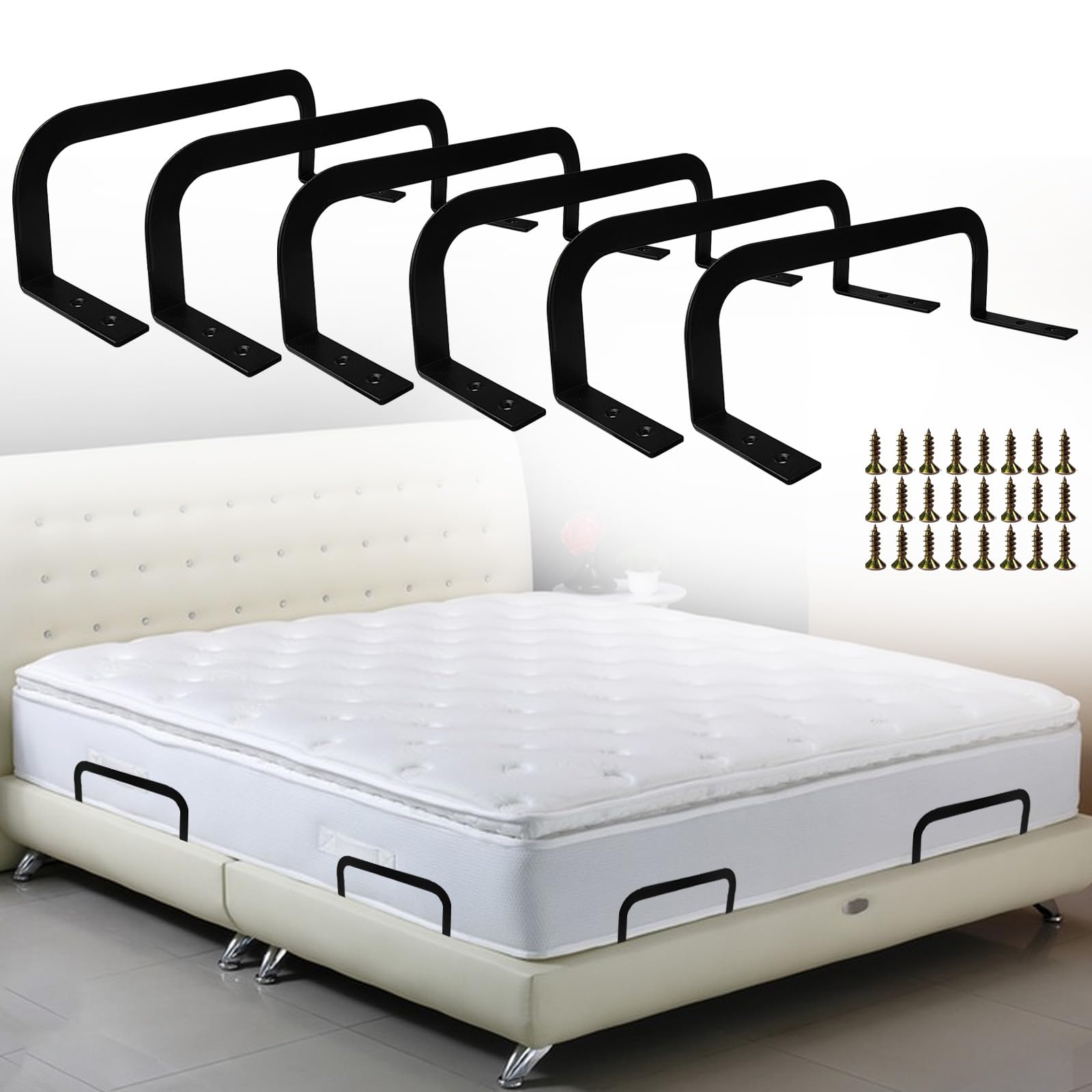 Sibosen mattress retainer bar angle view shows stable topper support.