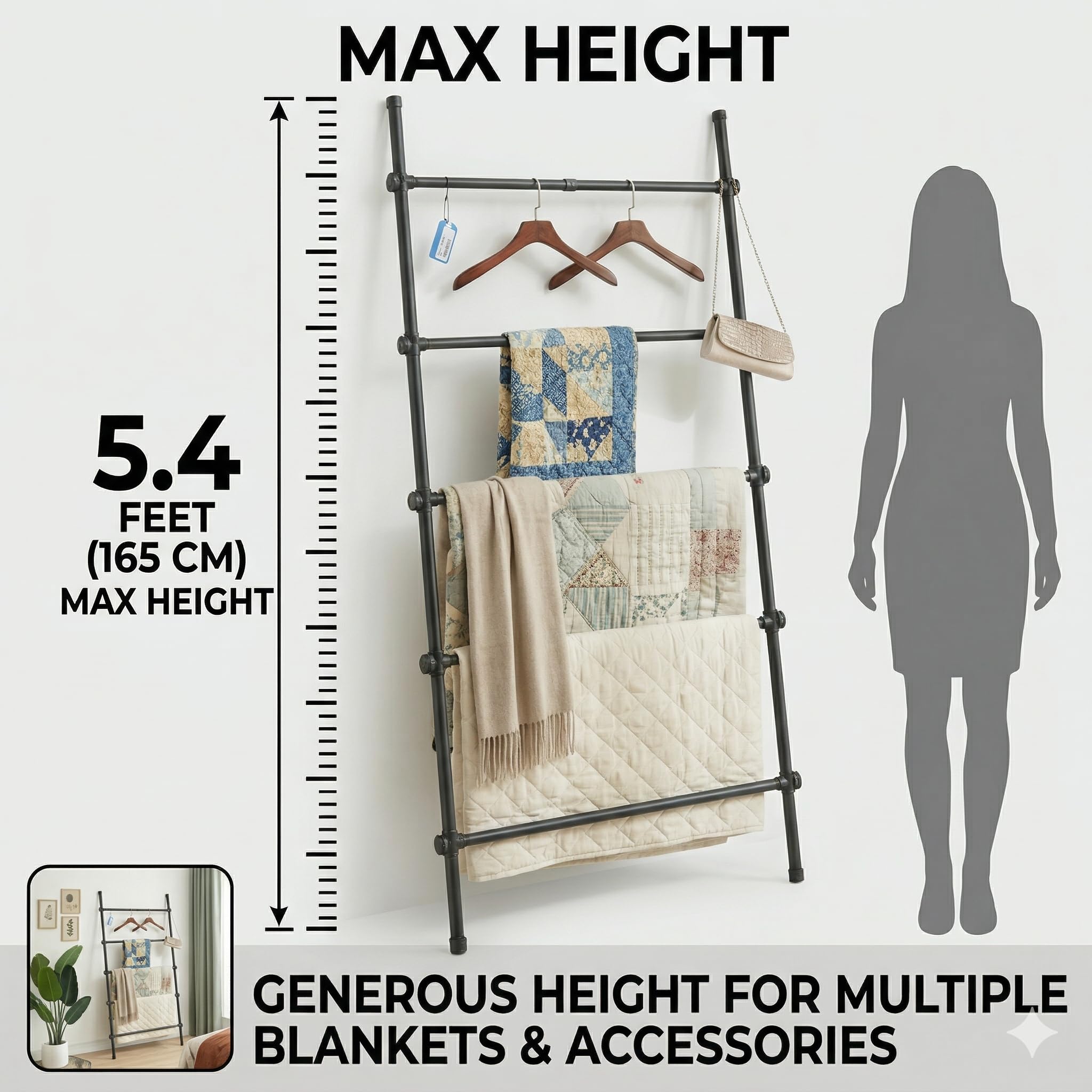 SIBRAD blanket ladder modern farmhouse look complements living spaces.