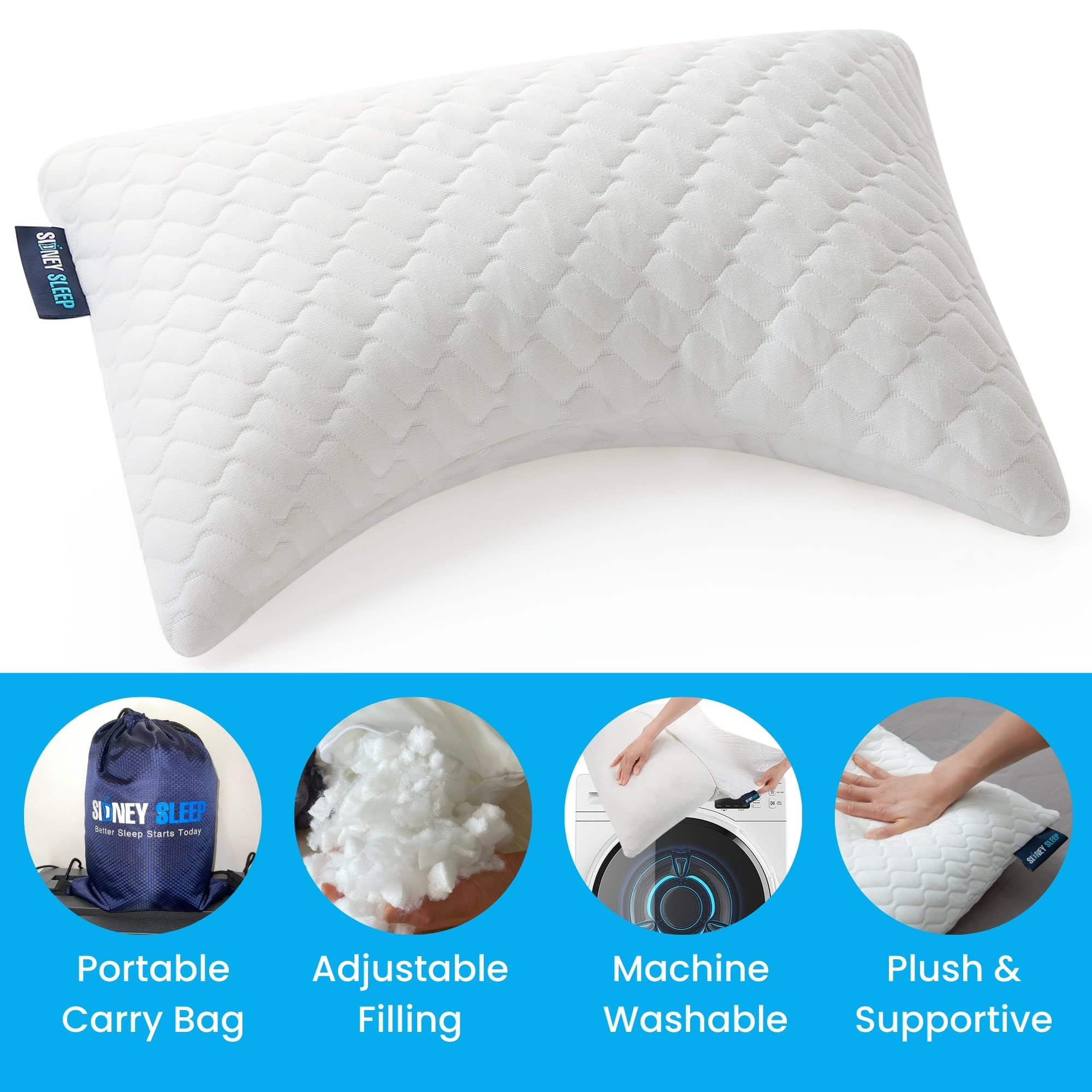 Sidney Sleep adjustable loft allows personalized comfort and easy packing.
