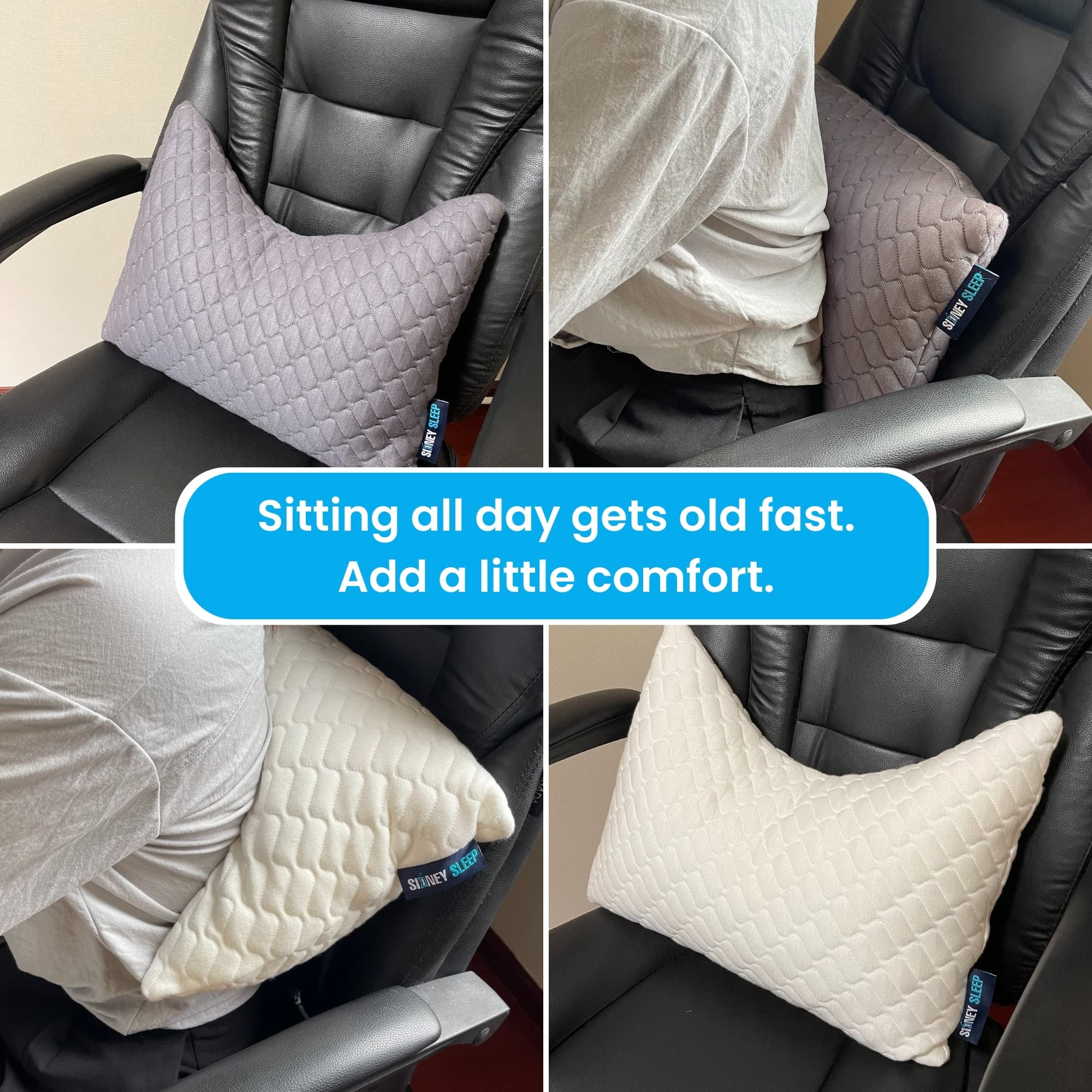 Sidney Sleep back lumbar support helps relax the lower back while resting or traveling