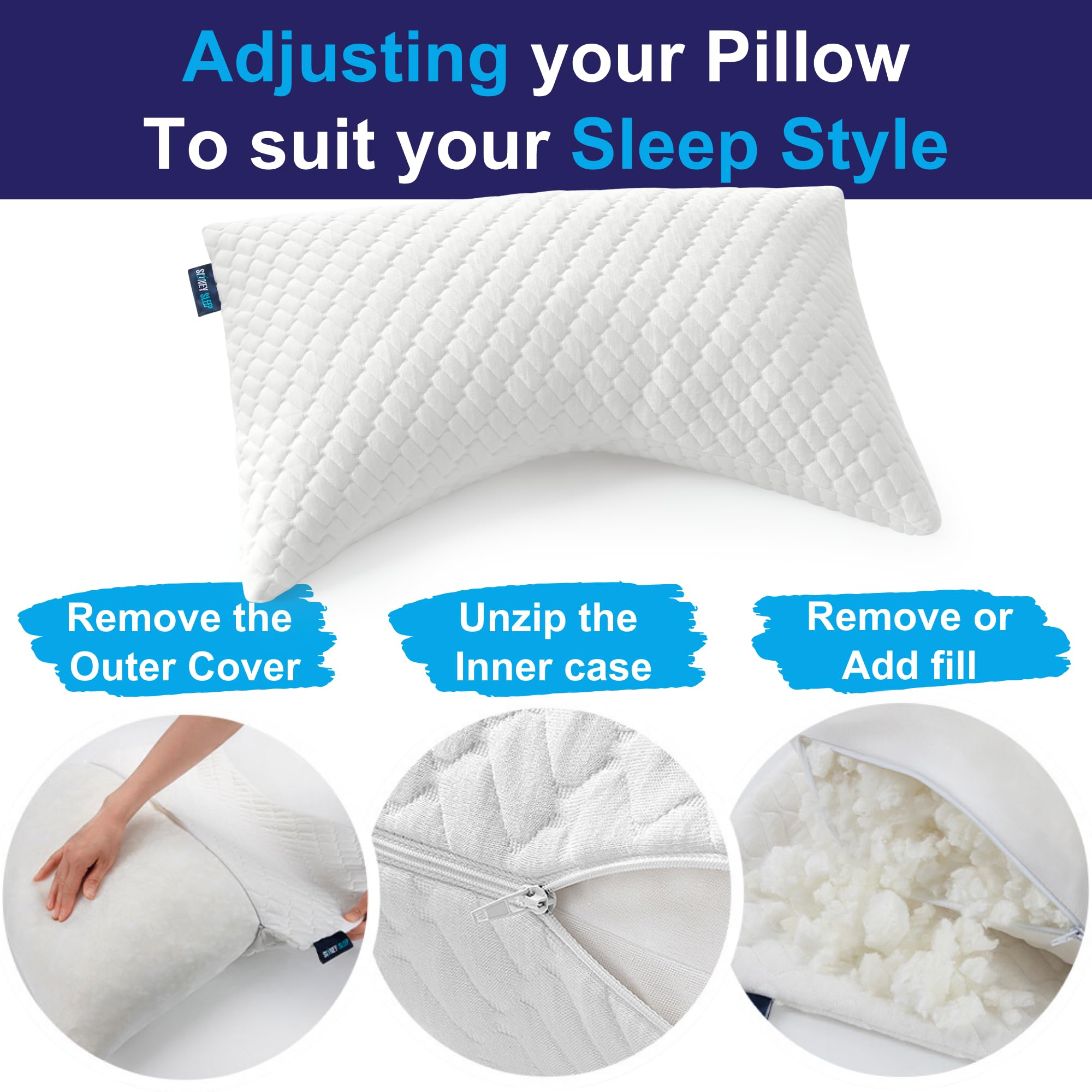 Sidney Sleep curved neck support close-up for comfort.