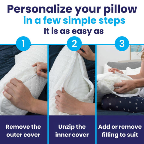Sidney Sleep curved bed pillow contours for side, back, or stomach sleepers.