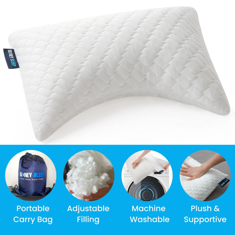 Sidney Sleep mini travel knee pillow compact design supports leg alignment.