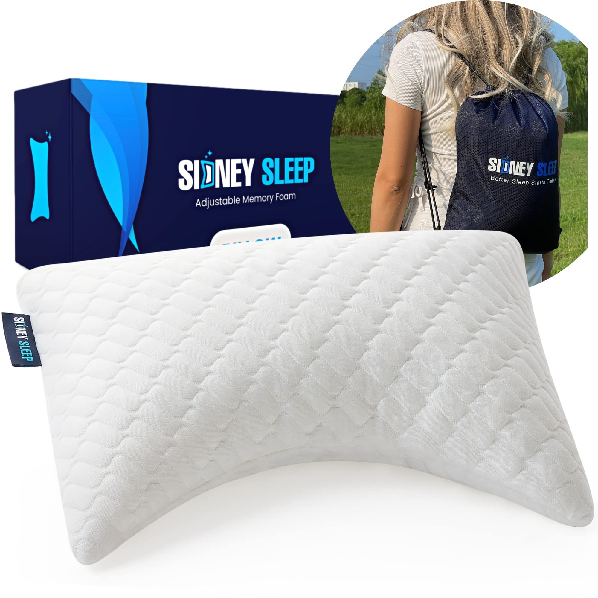Sidney Sleep mini travel neck pillow with plush cover for enhanced neck comfort.
