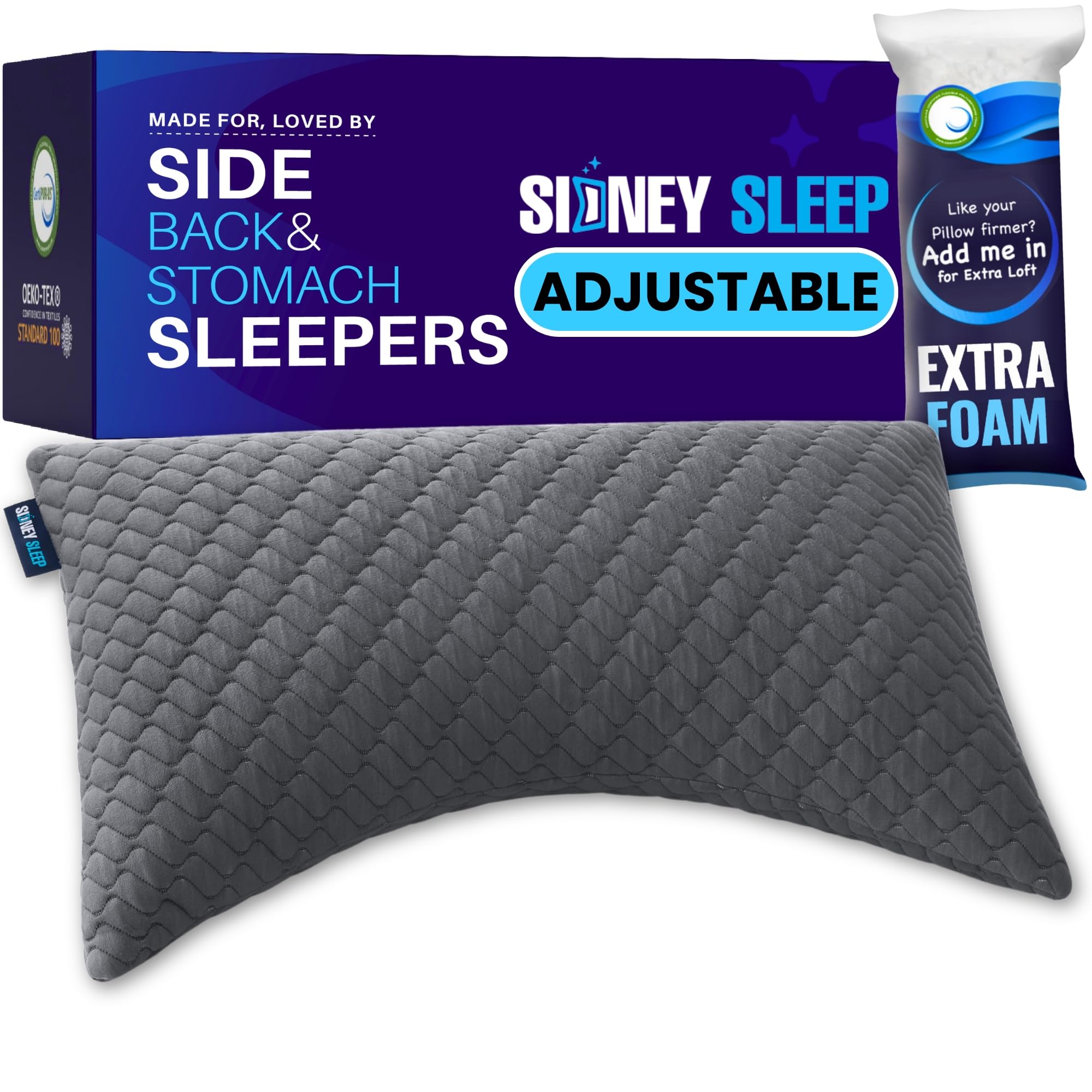 Sidney Sleep adjustable loft pillow for customizable comfort.