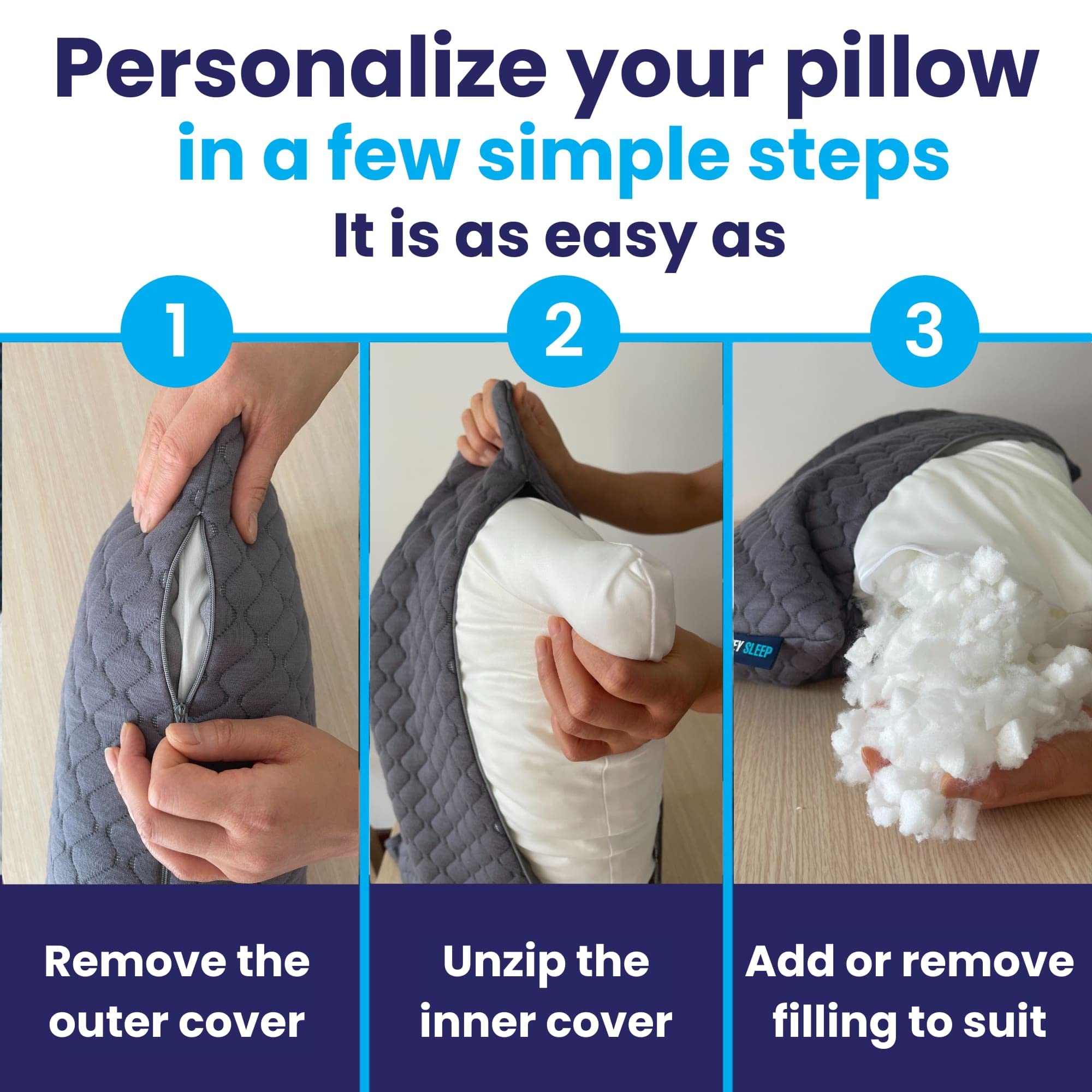 Sidney Sleep Pillow back-sleep position showing neck arch support for alignment.