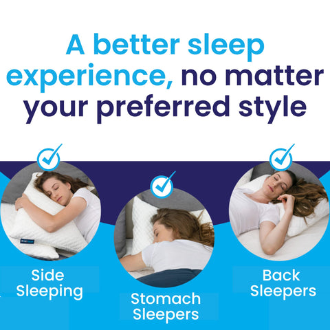 Sidney Sleep Pillow curved neck pillow design for better spine alignment.