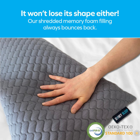 Sidney Sleep Pillow includes foam-fill to customize firmness easily.