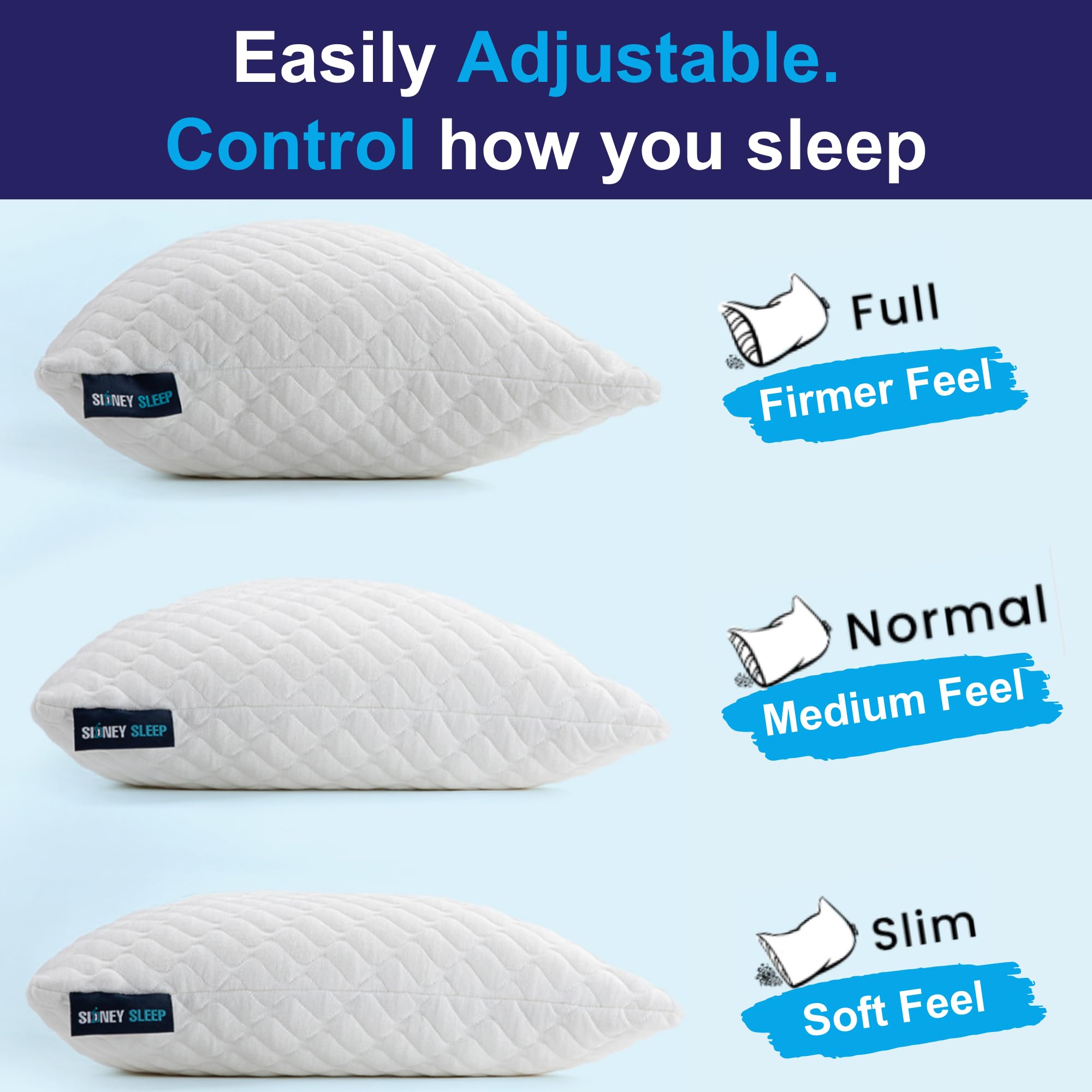 Sidney Sleep pillow with removable cover shows easy machine-wash maintenance.