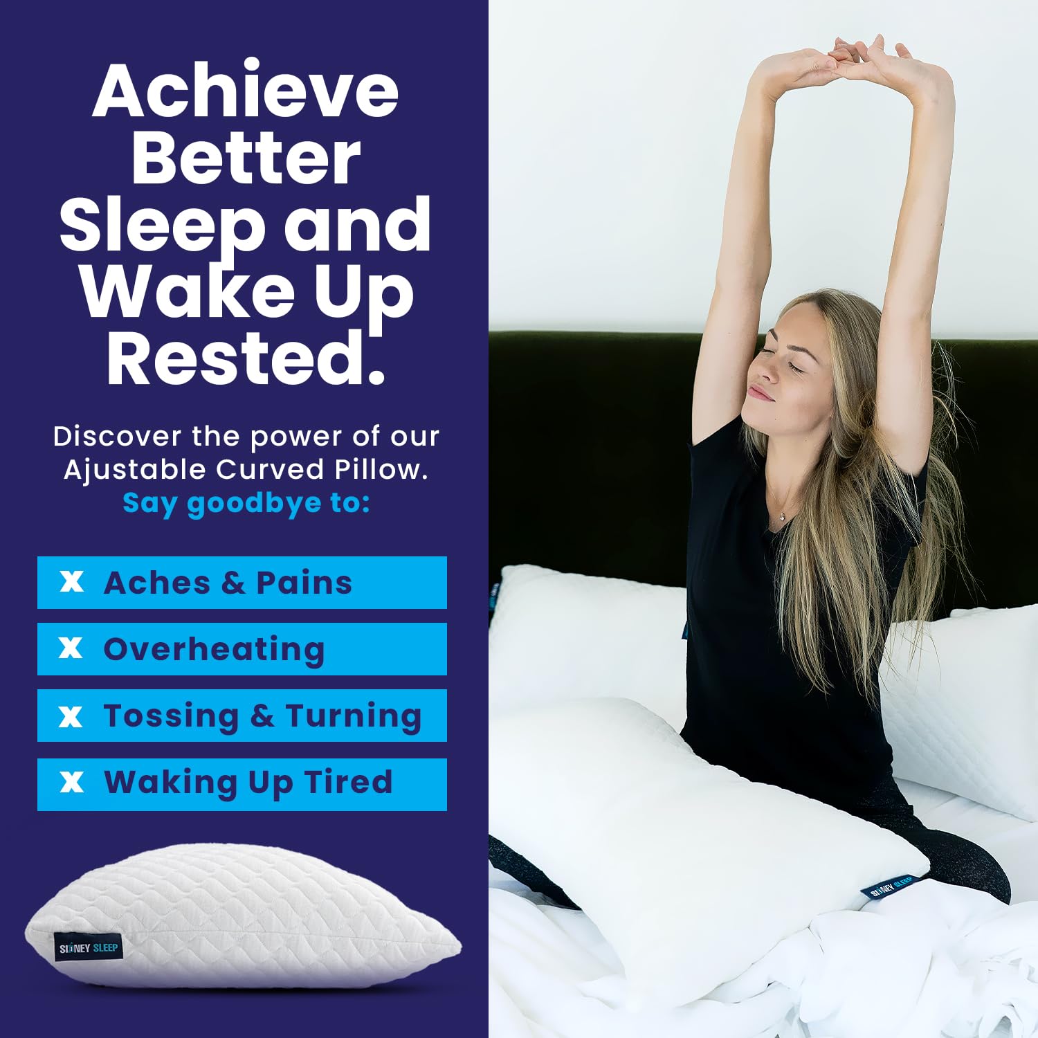 Sidney Sleep side and back sleeper use-case with contour support.
