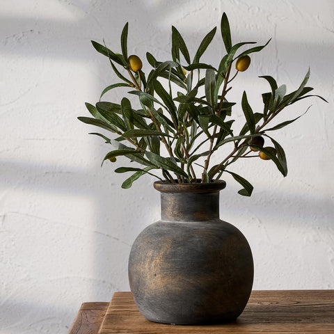 SIDUCAL ceramic rustic farmhouse vase 6-inch with vintage glaze for elegant table display