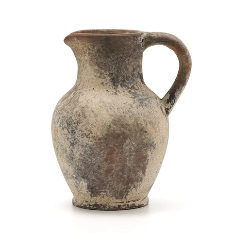 SIDUCAL ceramic rustic vase with handle in gray for elegant mantel décor.