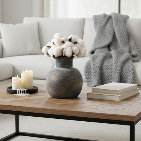 SIDUCAL vase with branch roses creates a natural focal point in living spaces