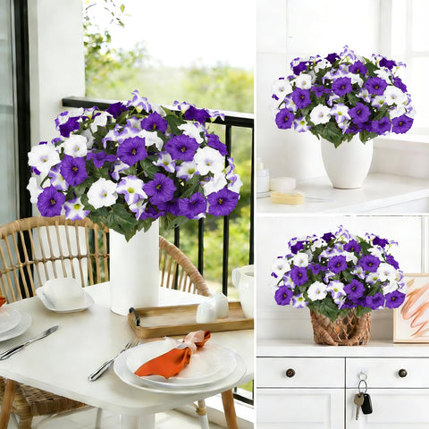 SIECCY all-weather flowers stand up to sun and rain without fading.