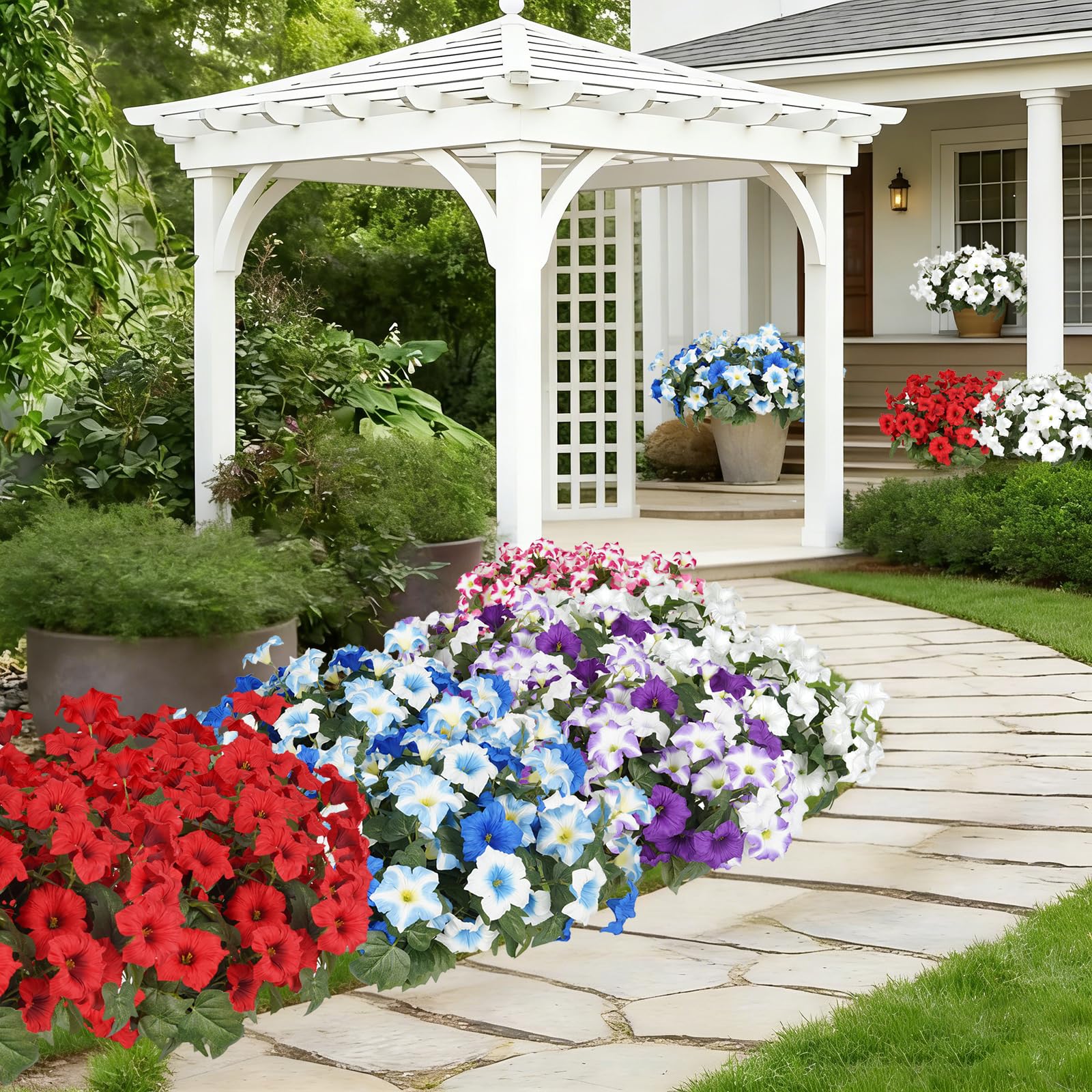 SIECCY all-weather silk flowers stay fresh-looking through seasons.