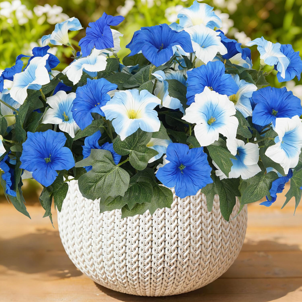 SIECCY blue-white petunias bundle for outdoor planters adding year-round color