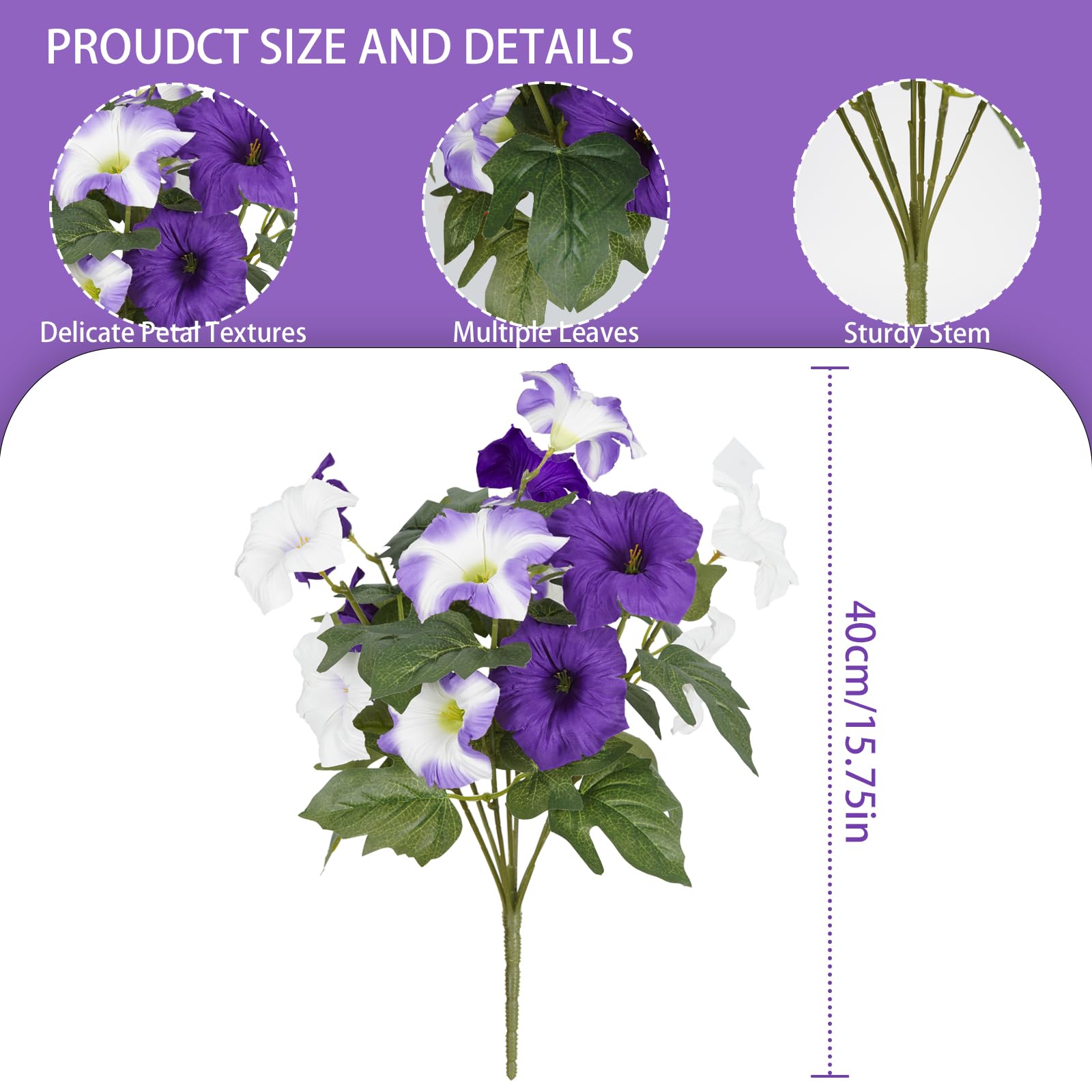 SIECCY faux morning glory with UV resistance for year-round color.