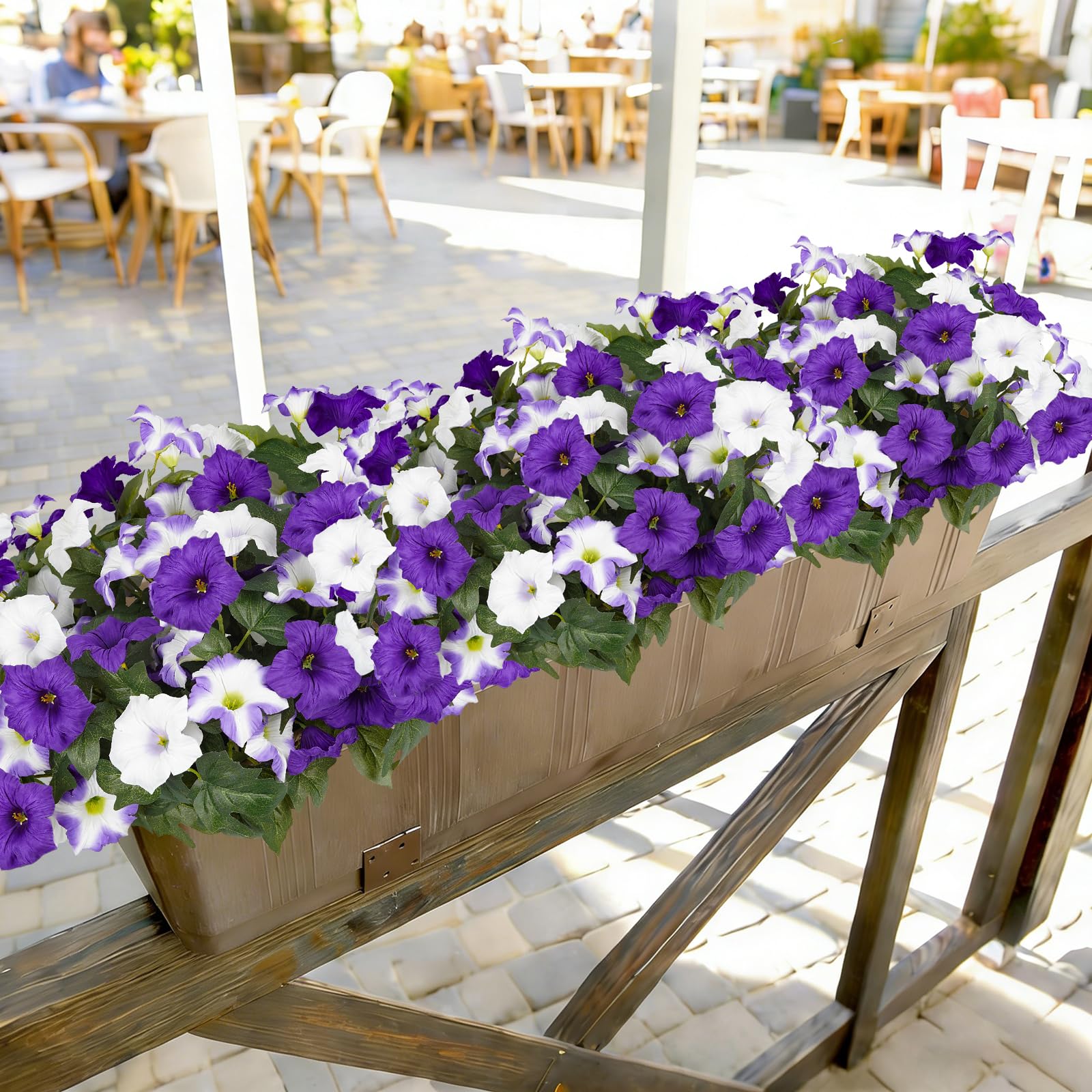 SIECCY hanging baskets enhanced by maintenance-free florals.