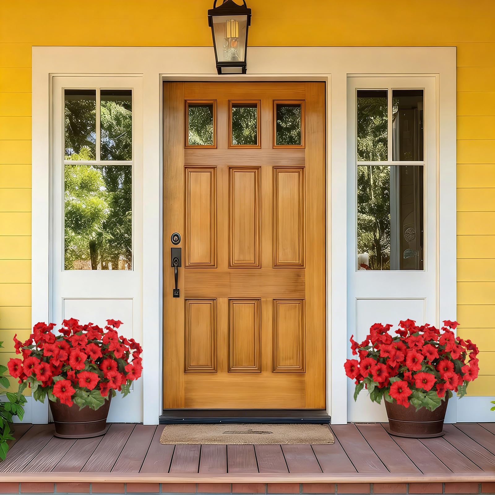 SIECCY UV-resistant outdoor blooms in red petunias maintaining color.