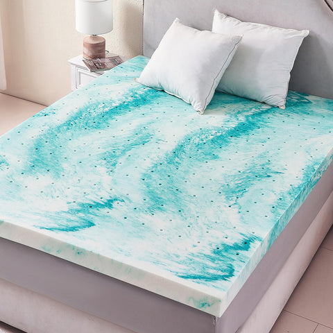 SIEMOUR 3-Inch memory foam topper on a queen bed for enhanced comfort and support