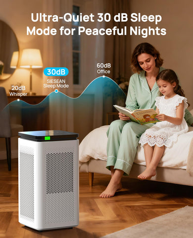 SIESEAN purifier targets pollen and dust for cleaner indoor air.