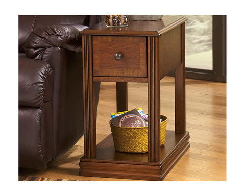 End table drawer with removable tray for remotes and small items
