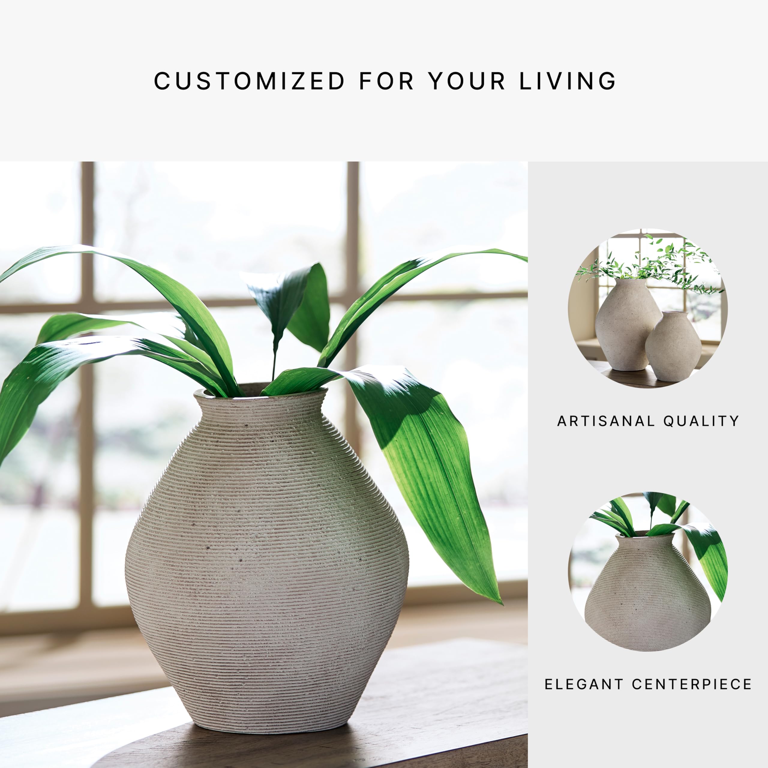 Hannela vase with antiqued tan finish to complement versatile decor