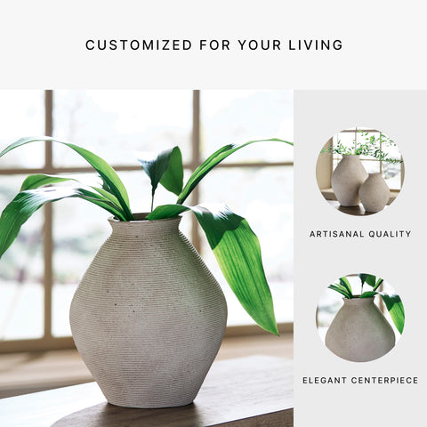 Hannela vase with antiqued tan finish to complement versatile decor
