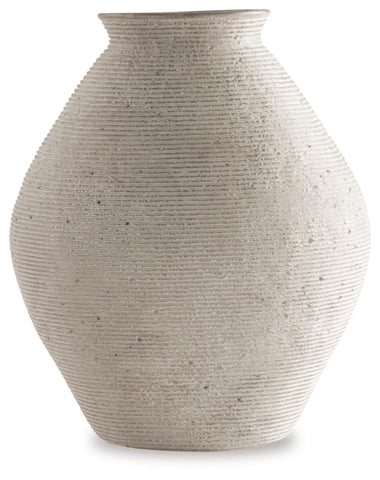 Signature Design by Ashley Hannela vase featuring ribbed texture for artisanal charm