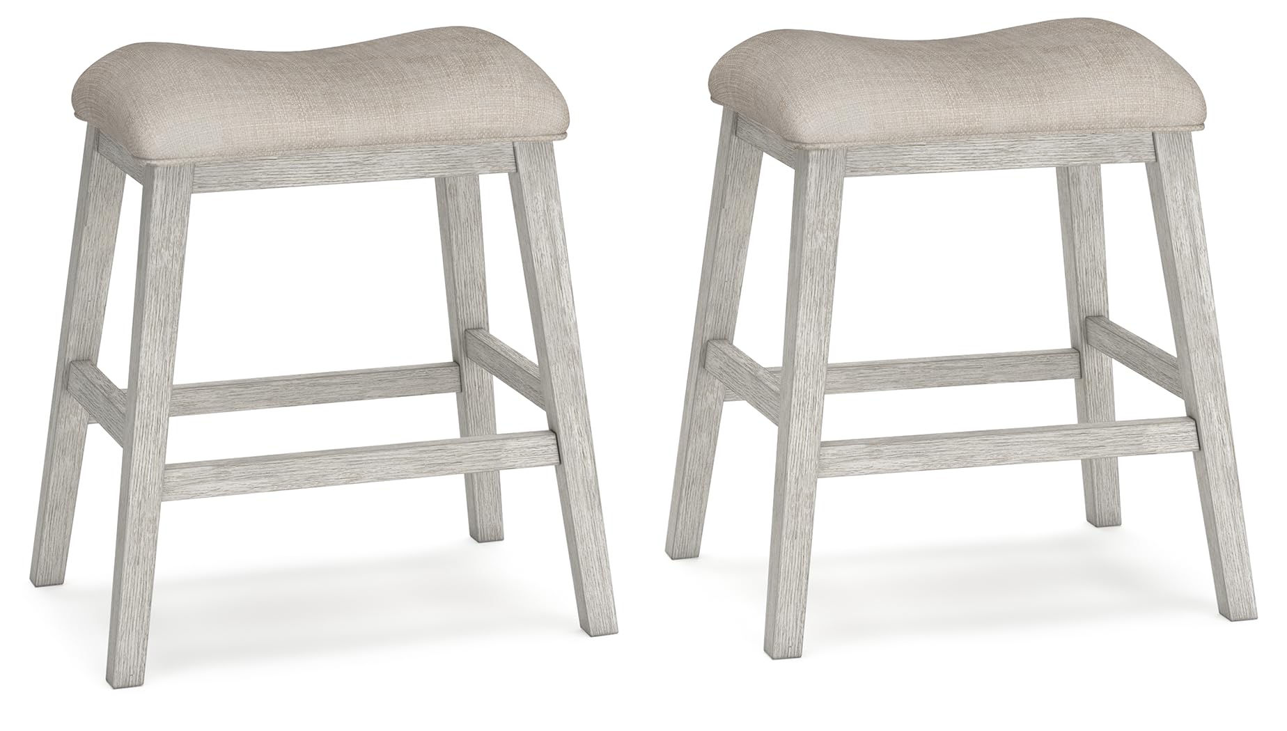 Signature Design by Ashley Skempton counter stool side view in grayish white for space-saving seating