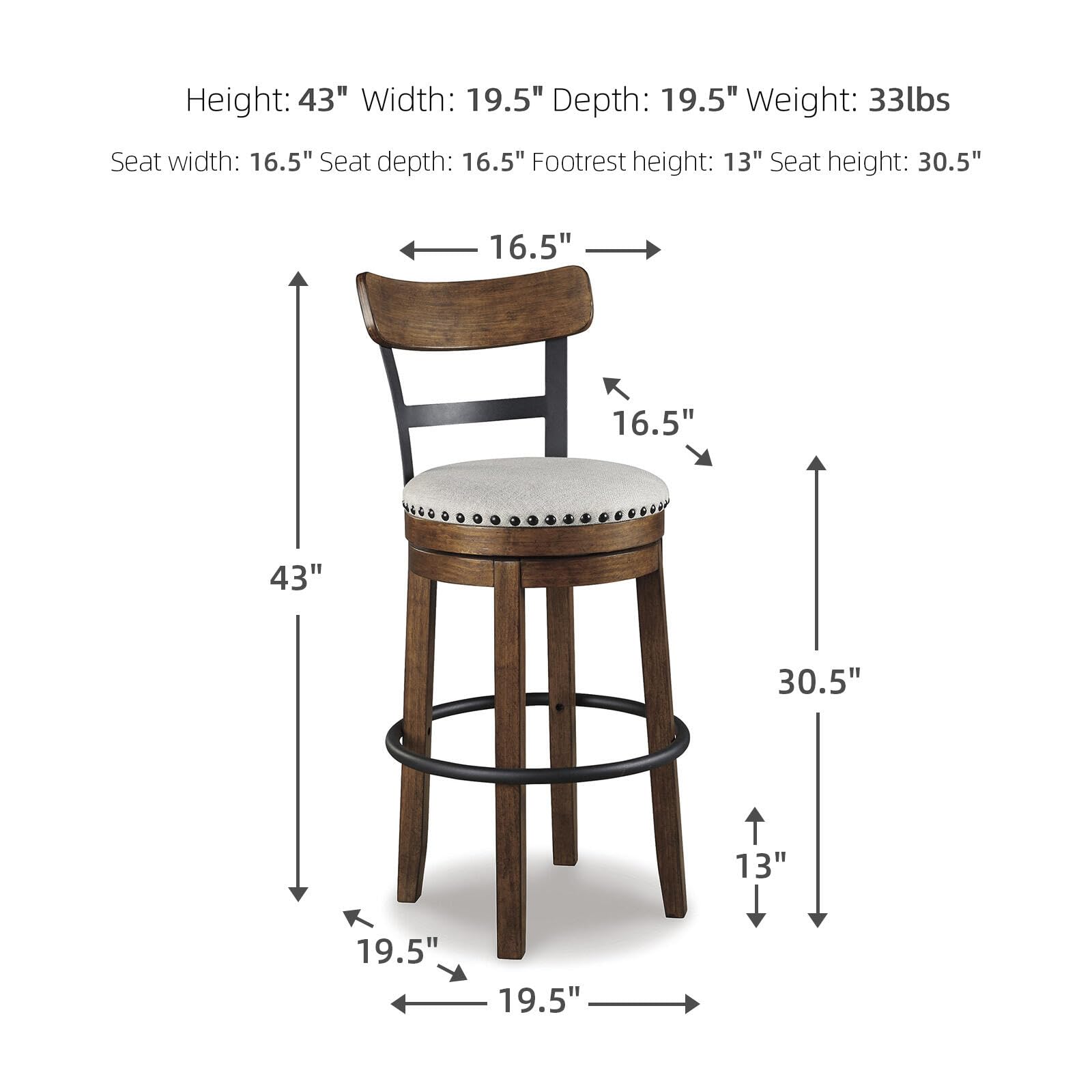 Signature Design by Ashley Valebeck 43 inch height fits standard island counters