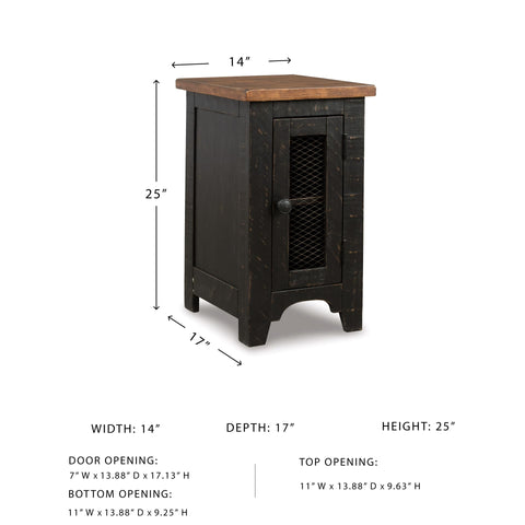 Plank-effect top and two-tone finish add farmhouse character.