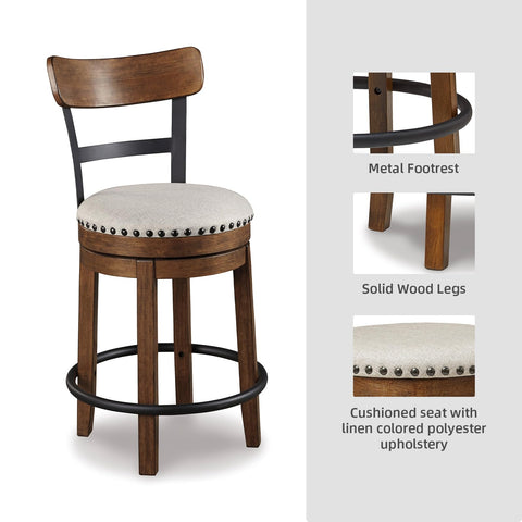Signature Design by Ashley Valebeck side profile reveals wood and metal mix for durability