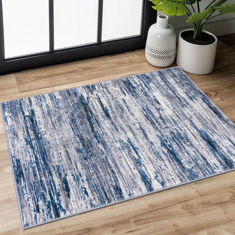 SIILOOM 2x3 modern rug entryway navy blue with warm underfoot texture for busy mornings.