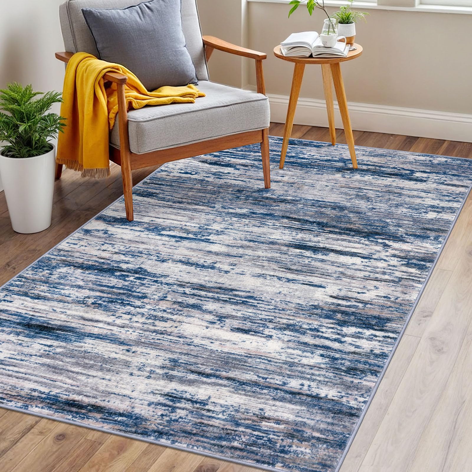 SIILOOM rug with non-slip backing provides stable grip on smooth floors.