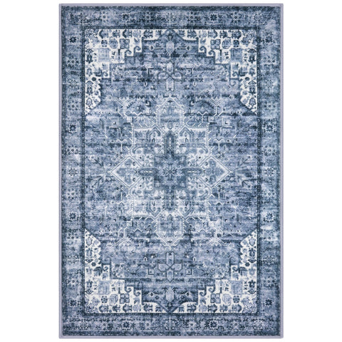 SIILOOM bedside study blue medallion rug providing gentle support