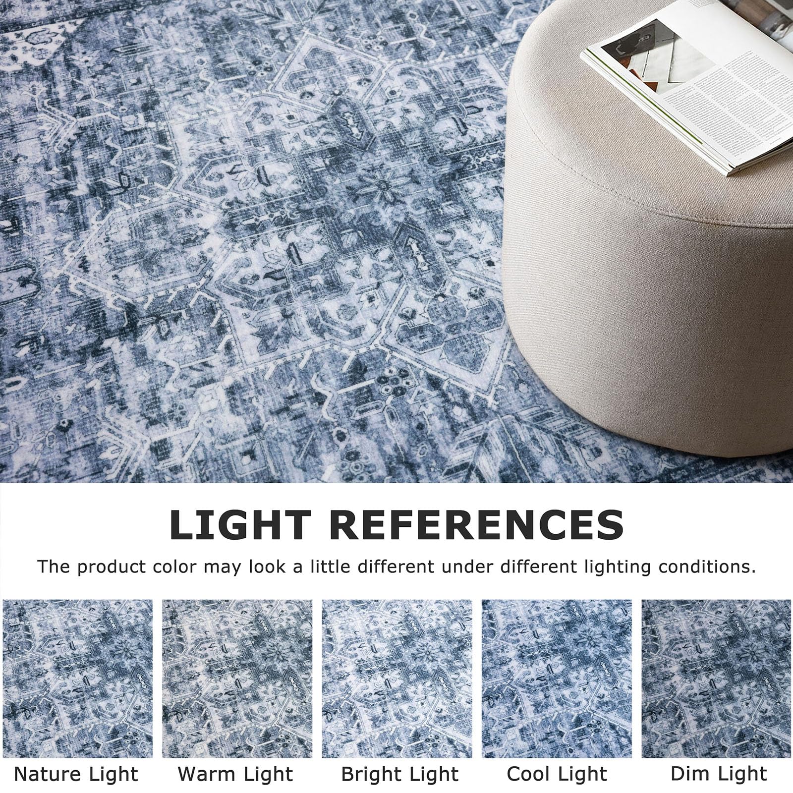 SIILOOM foldable washable rug laid flat for easy storage