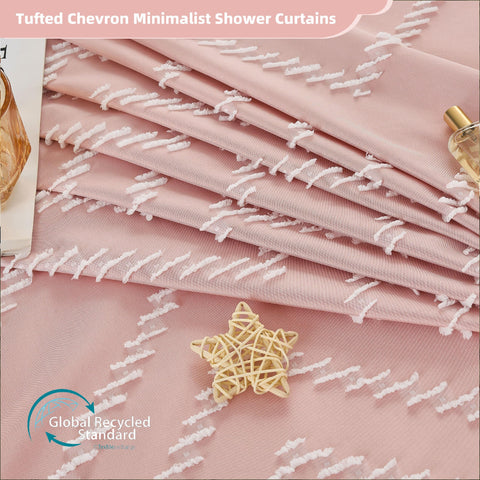 Siiluminisoy boho-chevron texture curtain adds fashionable texture to bathrooms.