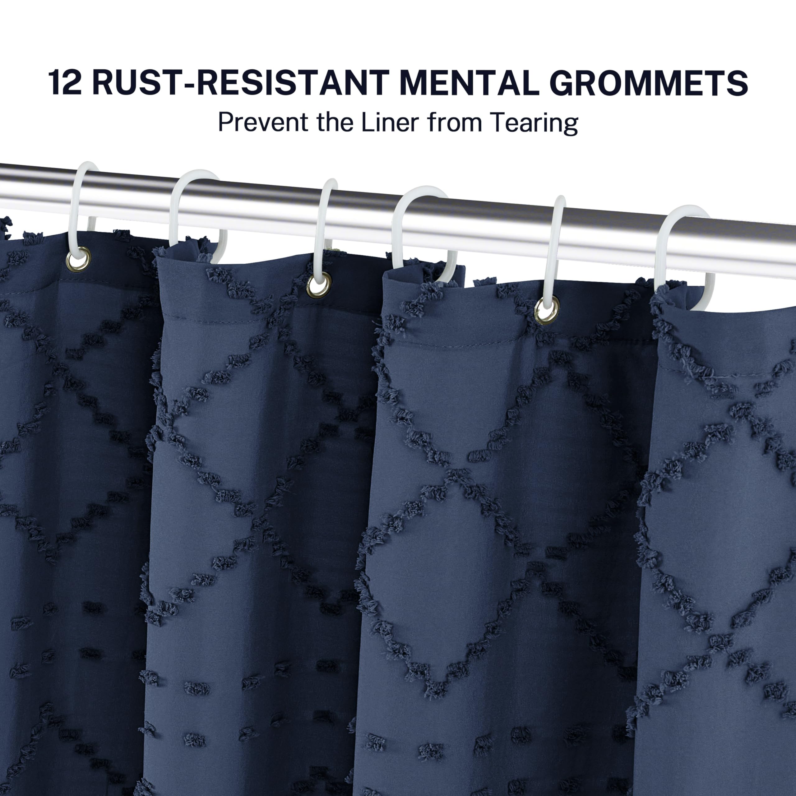Siiluminisoy boho shower curtain adds privacy and decorative texture during daily routines.