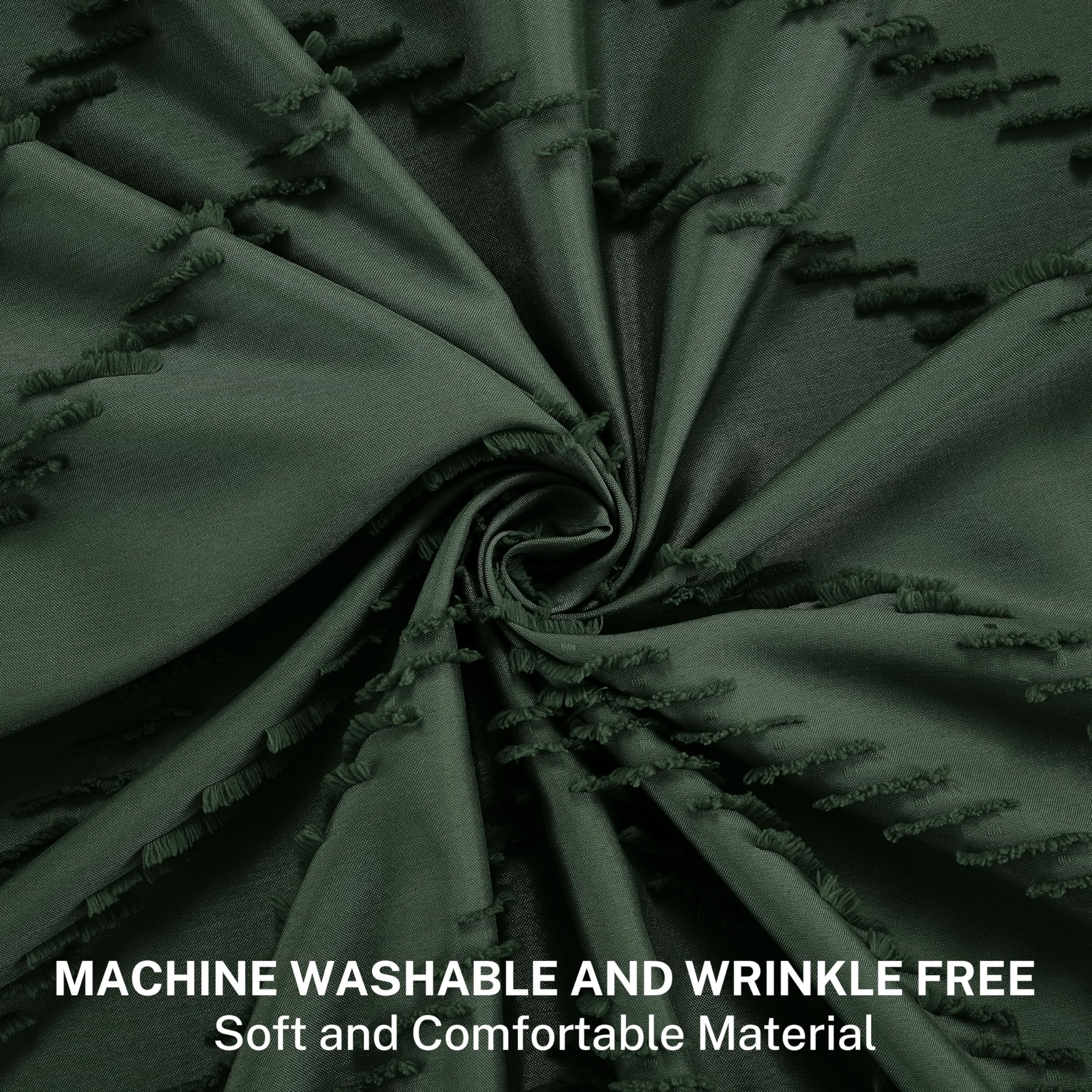 Siiluminisoy emerald green curtain showcases tassel detail for elegant bathroom décor.