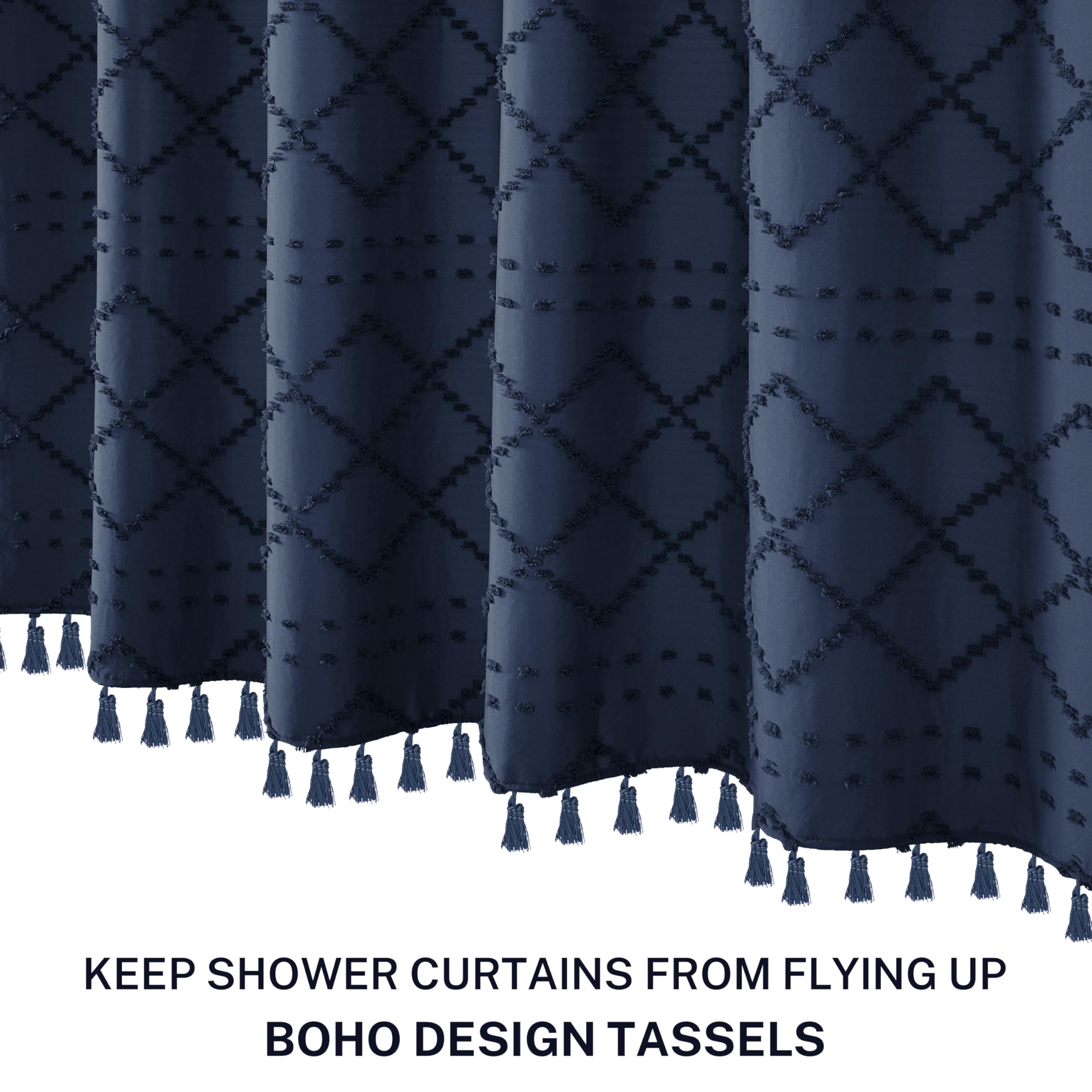 Siiluminisoy fabric shower curtain closeup displays durable polyester material for everyday use.