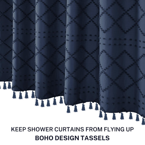 Siiluminisoy fabric shower curtain closeup displays durable polyester material for everyday use.