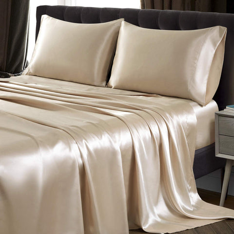 SiinvdaBZX satin sheet set flat sheet display with silky texture
