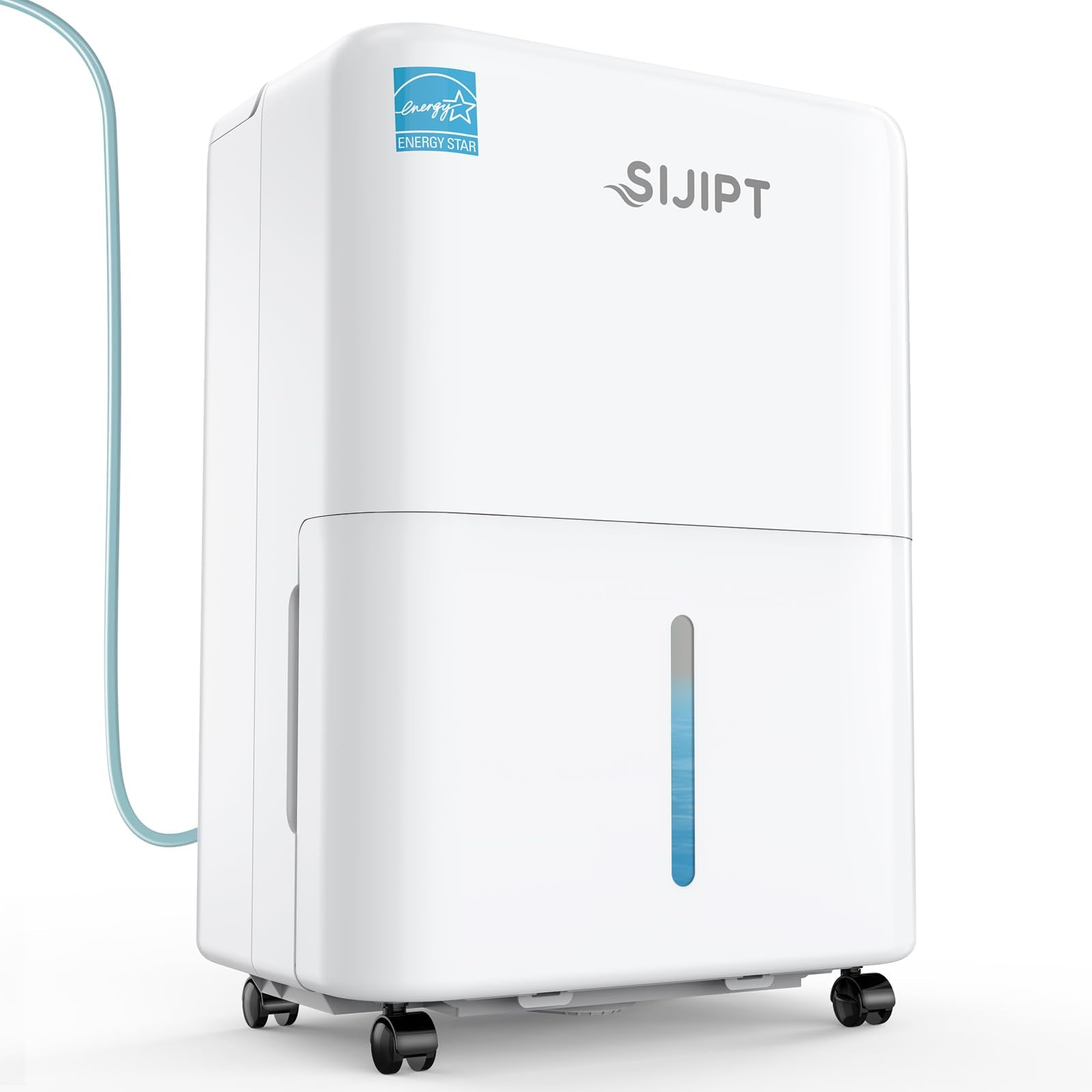 Sijipt 80-pint dehumidifier front view for efficient basement humidity control.