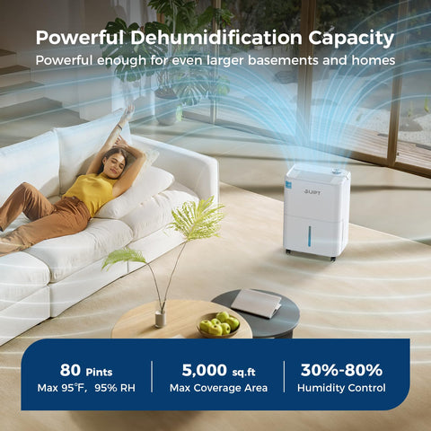 Sijipt dehumidifier control panel with smart modes for adaptive humidity.