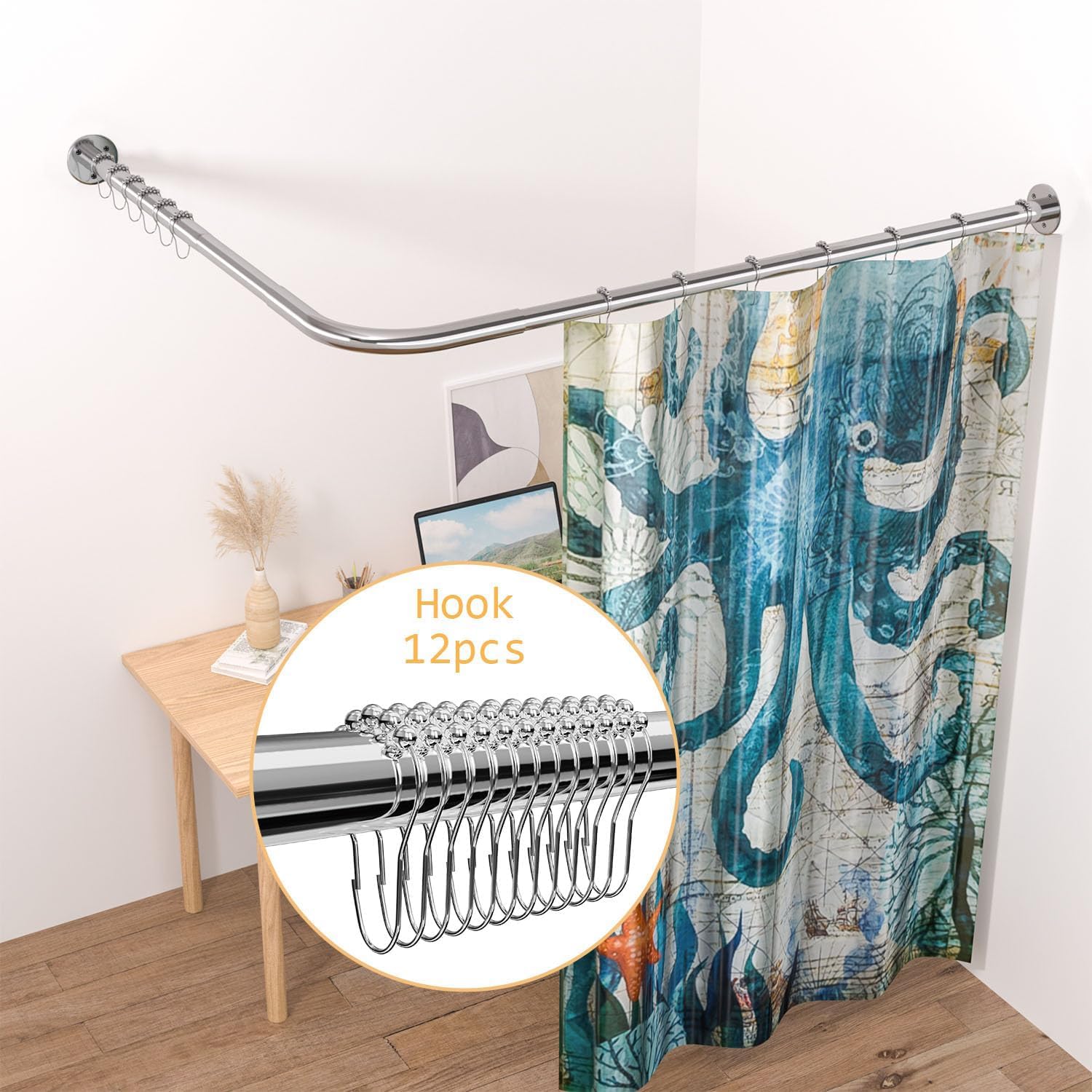 Includes 12 rings for easy curtain hanging with the Sikaiqi rod