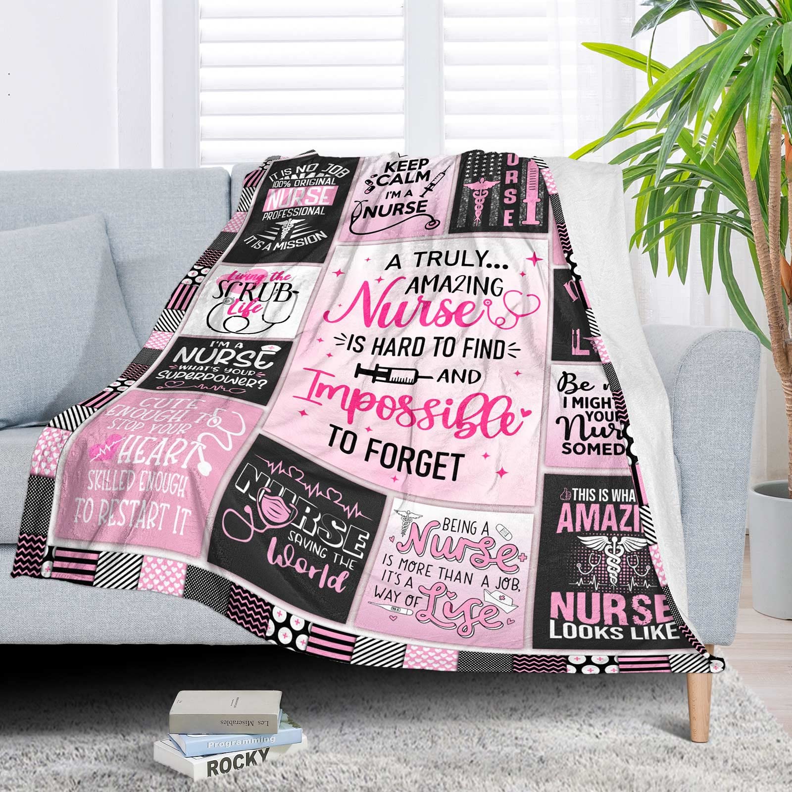 SIKLTY nurse gifts throw blanket folded for compact storage.