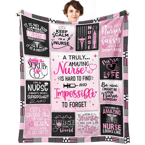 SIKLTY nurse gifts throw blanket front view for warm shifts.